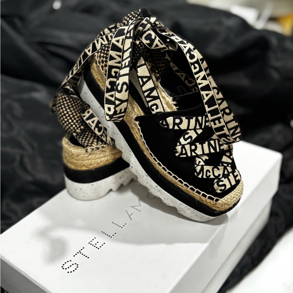 Stella McCartney Black and Cream Espadrille Flats